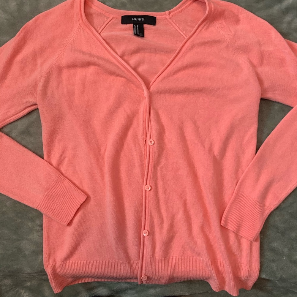 Forever 21 Coral Medium Cardigan Sweater